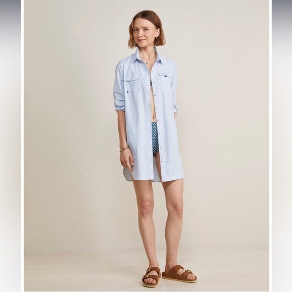 Vineyard Vines Harbor Seersucker Shirt Cover-Up like new - Picture 4 of 10